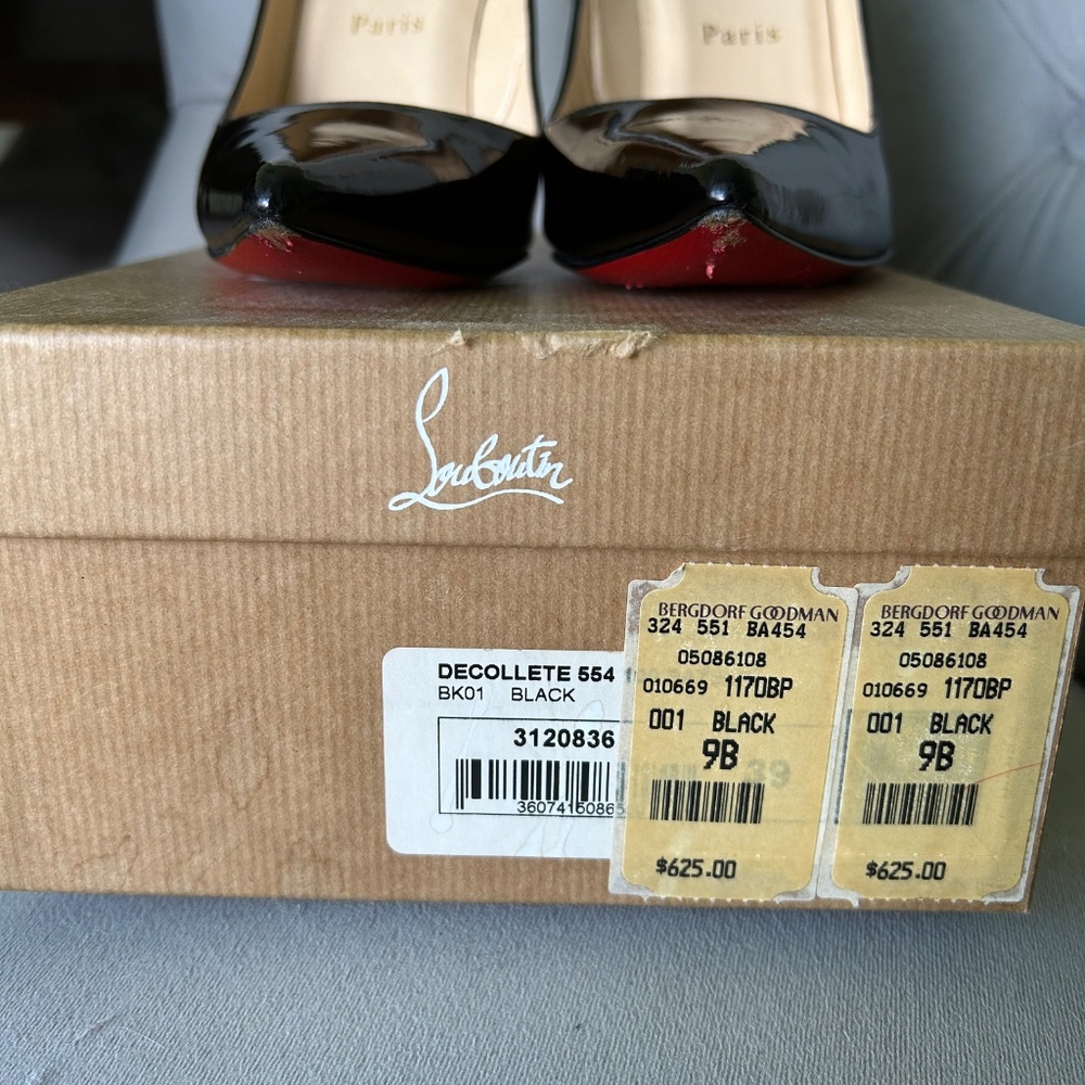 Christian Louboutin Decollete Pumps 100 Black Patent Leather Size 39 - Picture 3 of 10